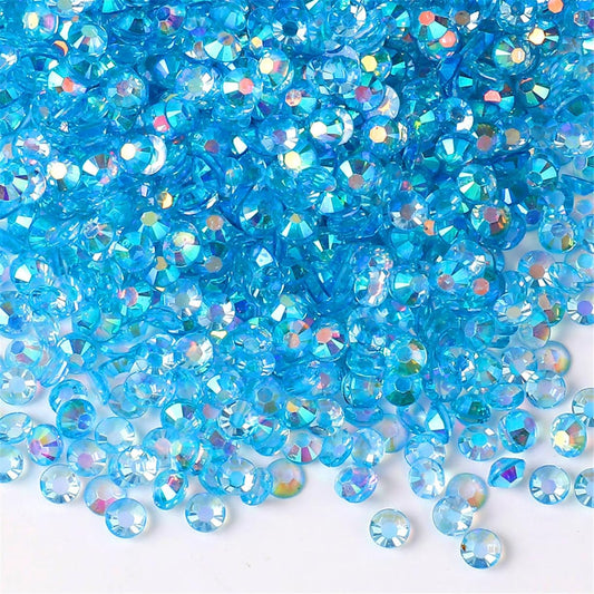 1500 Pieces SS16 4mm Flatback Rhinestones AB Clear Round Gems Crystals for Nail Art DIY Crafts Clothes Shoes Bags （Transparent Aqua Blue AB）