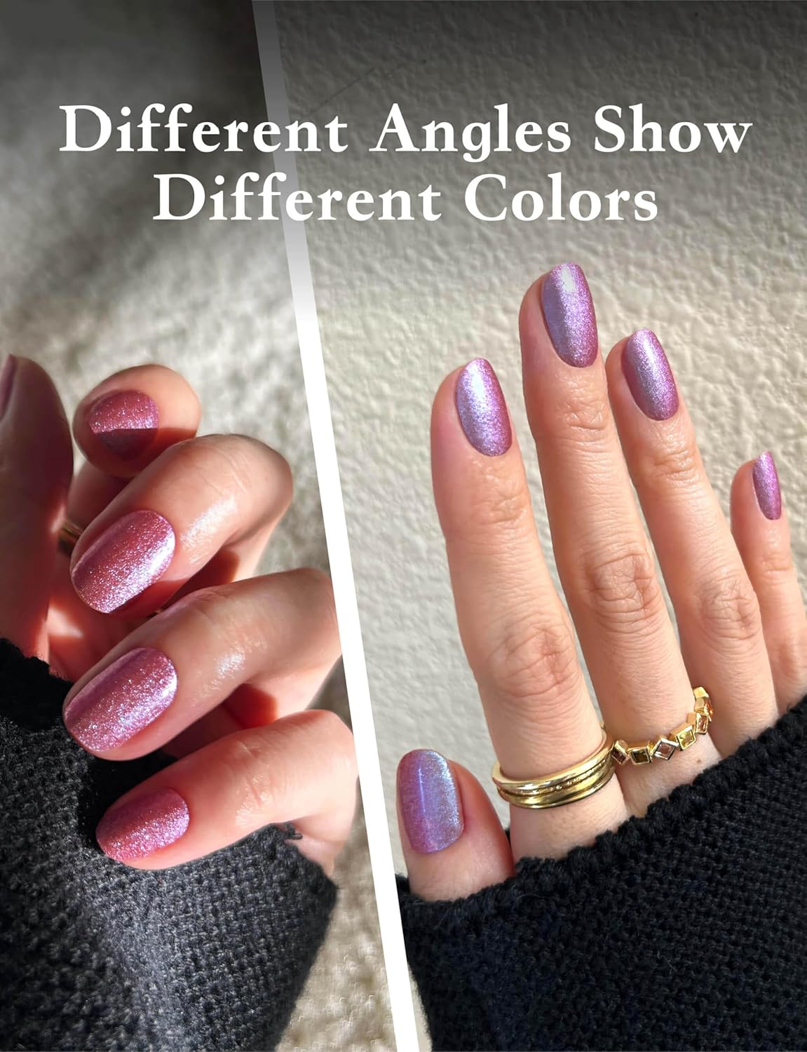 Glitter Nail Polish Strips, 32 Pcs Salon Quality Gel Nail Stickers, Long Lasting Wraps Easy to Use & Remove (Glitter Purple Grape)