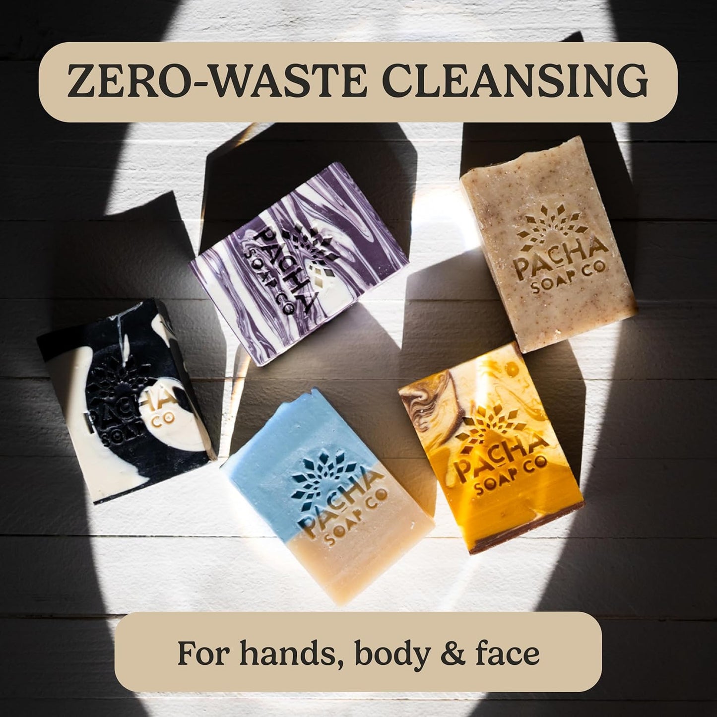 Pacha Soap Co. Bar Soap - Premium, Handcrafted, Hydrating, Natural Face Wash, Hand Cleanser, Body Wash, Soothing Essential Oils (Jasmine Gardenia, 5-Pack, 4 oz ea)