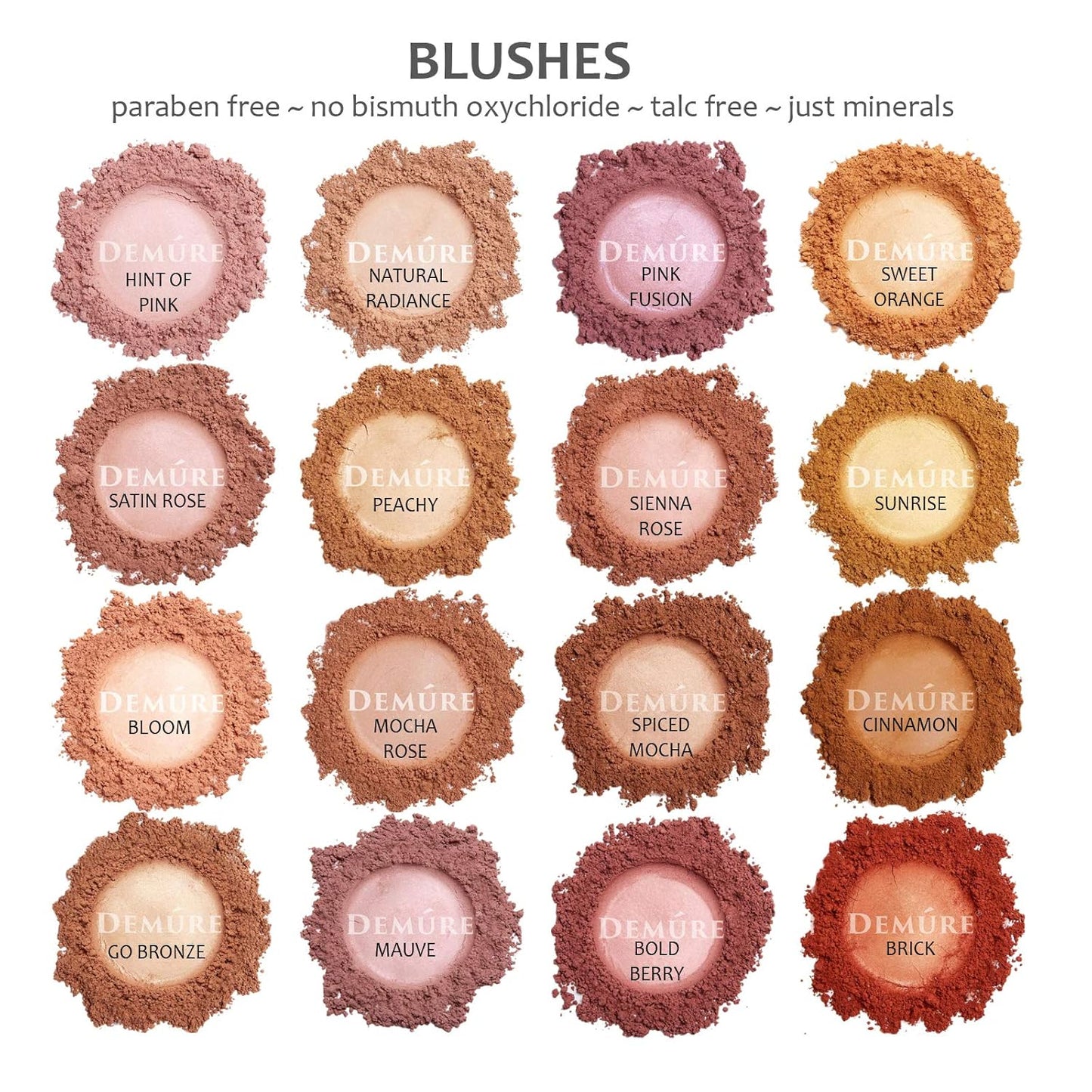 Demure Mineral Blush Makeup Powder | Bold Berry | Loose, Natural, Professional, Cruelty Free