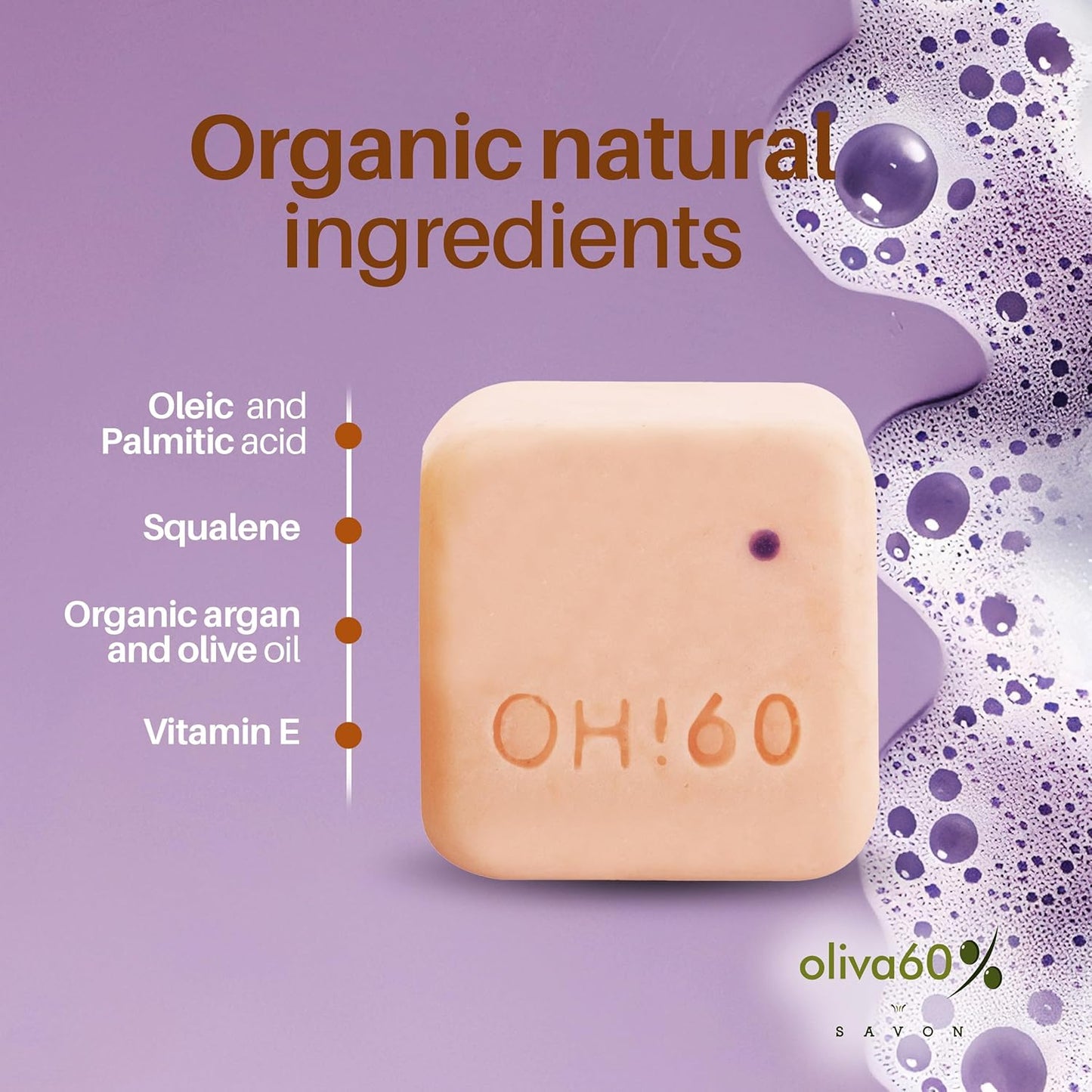 Shampoo Bar Tangerine Papaya | Olive, Argan & Macadamia Oil | Hair Care - Sulfate Free | Natural Hair Care | 3.5 oz | Hydrating & Nourishing | Extra Shine with Mandarin Essential Oil | OLIVA 60