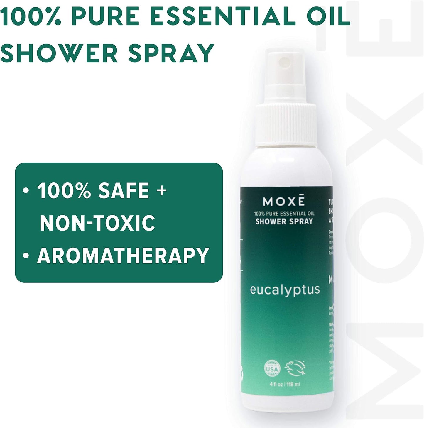 MOXE Eucalyptus Oil Shower Mist, Spa Steam Spray, Certified Natural 100% Essential Oils, Made in USA, Aromatherapy, Sinus Congestion Relief, Tension Relief (8oz)