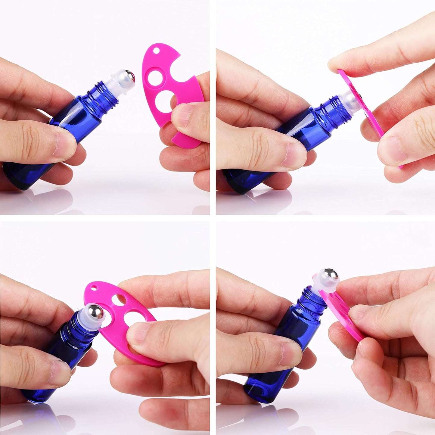 inice 4 Pack Essential Oil Roller Bottles 10ml Cobalt Blue Glass Bottles Stainless Steel Roll On Ball Applicator for Daily Care