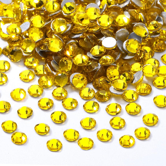 Yellow Flatback Rhinestones, Glass Rhinestones for Nail Art and Craft, Glue Fix, Loose Crystal Gemstones(Yellow, SS4, 2880pcs, 1.5-1.7mm)