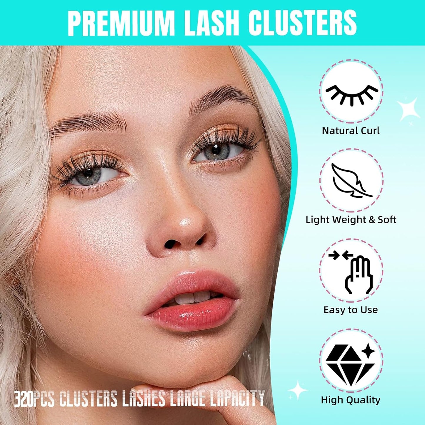 Lash Clusters Wispy 320PCS Eyelash Extension 30D 40D Cluster Lashes Individual Lashes DIY Lash Extension Natural Look Cluster Eyelash Extensions Soft False Eyelashes at Home for Beginners(D-Mix9-16mm)