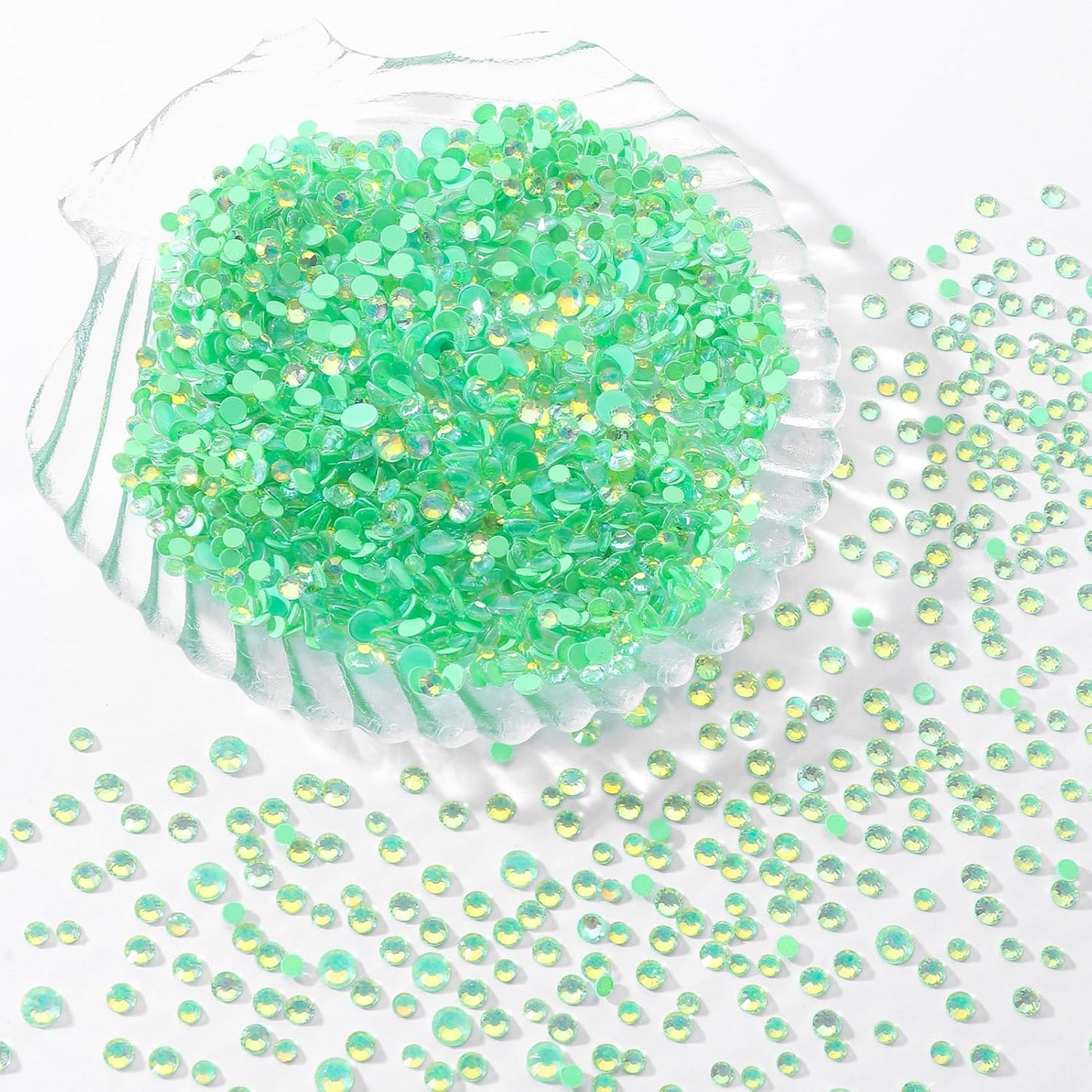 F Green Flatback Rhinestones, Glass Rhinestones for Nail Art and Craft, Glue Fix, Loose Crystal Gemstones(F Green, SS16, 1440pcs, 3.8-4.0mm)