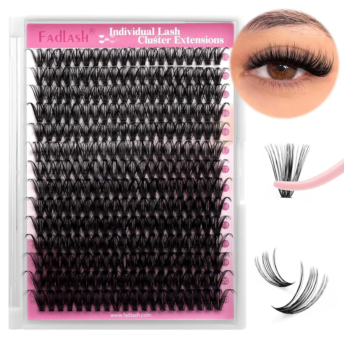 Individual Cluster Lashes Extensions 40D 0.07 D Curl 15-20mm Mixed Trays Extensions 240Pcs Individual Cluster Lashes DIY Eyelash Extensions at Home (40D-0.07D,15-20mm)