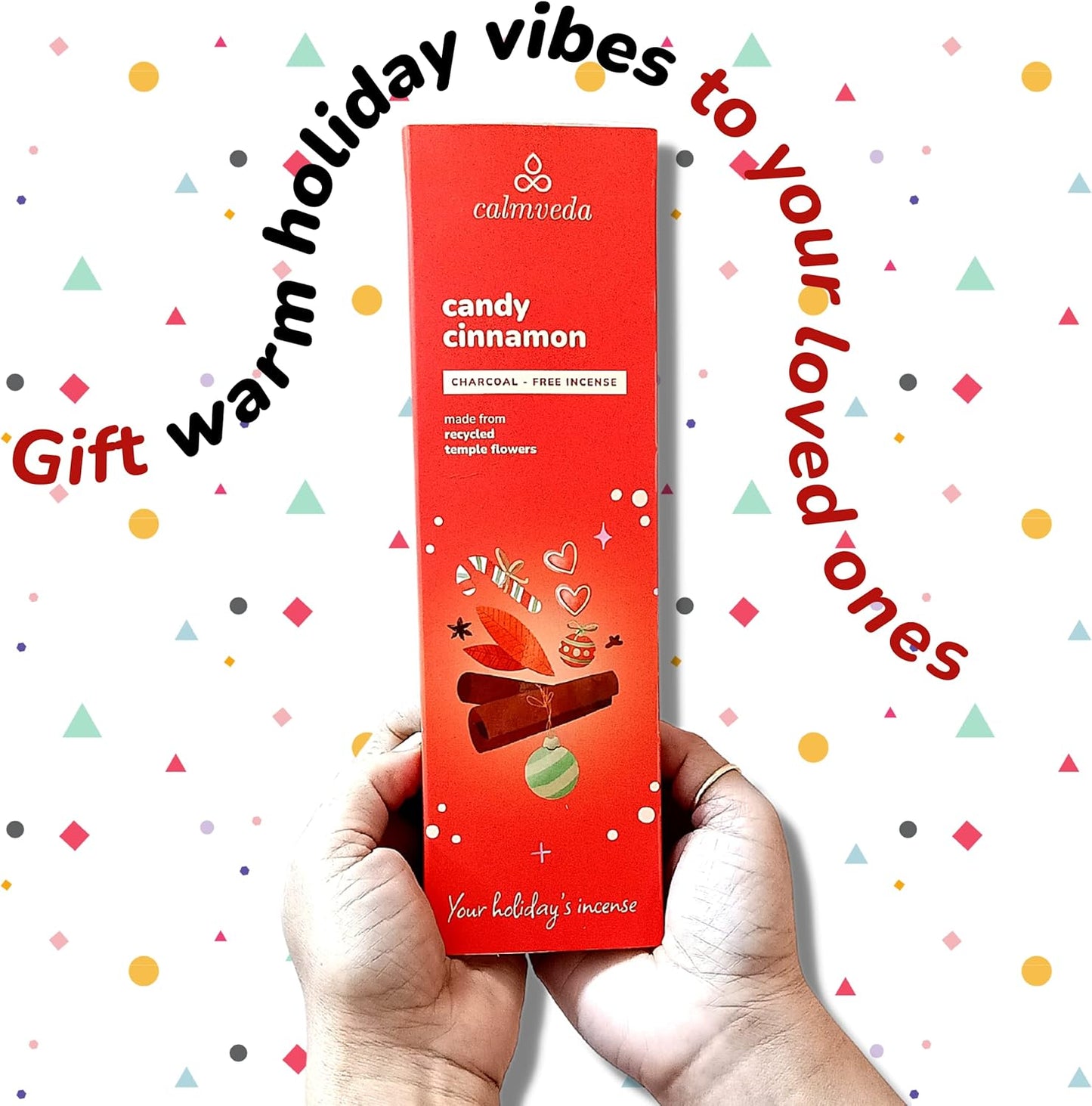 Candy Cinnamon Incense Stick Holiday - Incense (80 Sticks) Spicy, Creamy Vanilla and Flavorful Tangerine Incense | Charcoal Free, Made from Upcycled Flowers | Fall Incense Sticks for Holiday Fun