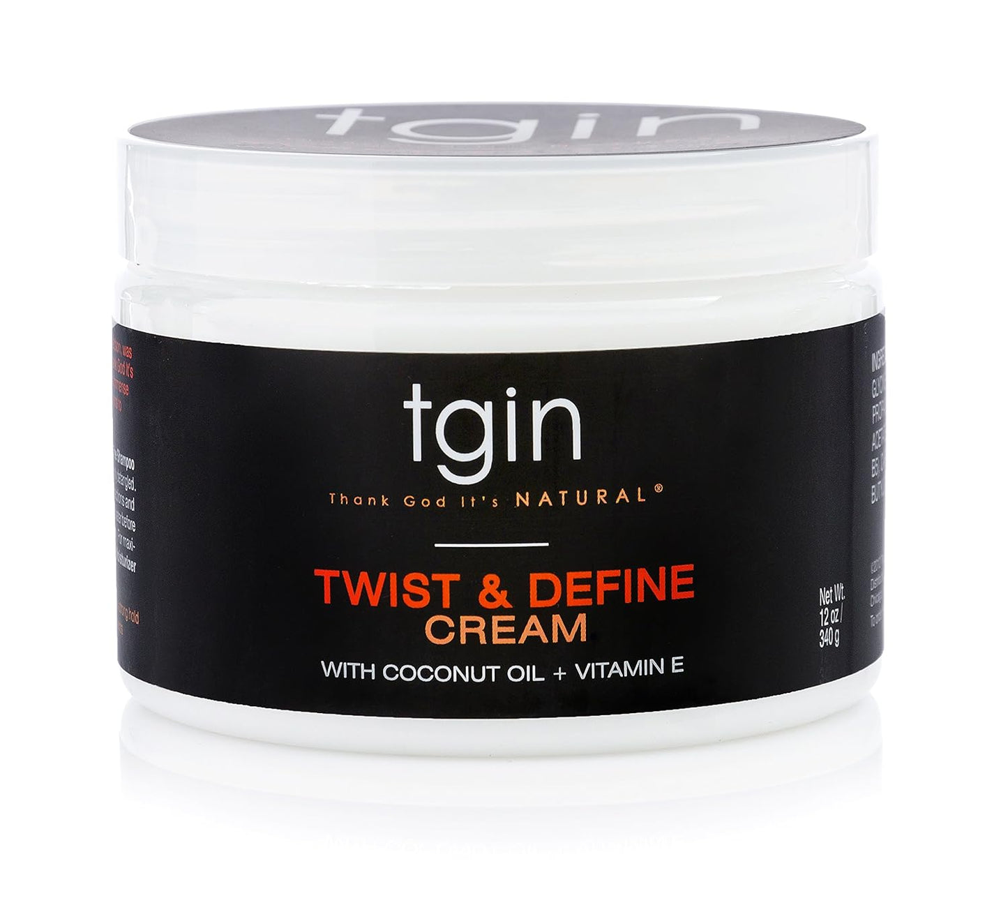 Thank God It's Natural tgin Twist and Define Cream, Hair Styling Cream - 12 Oz, Curly Hair - Paraben Free