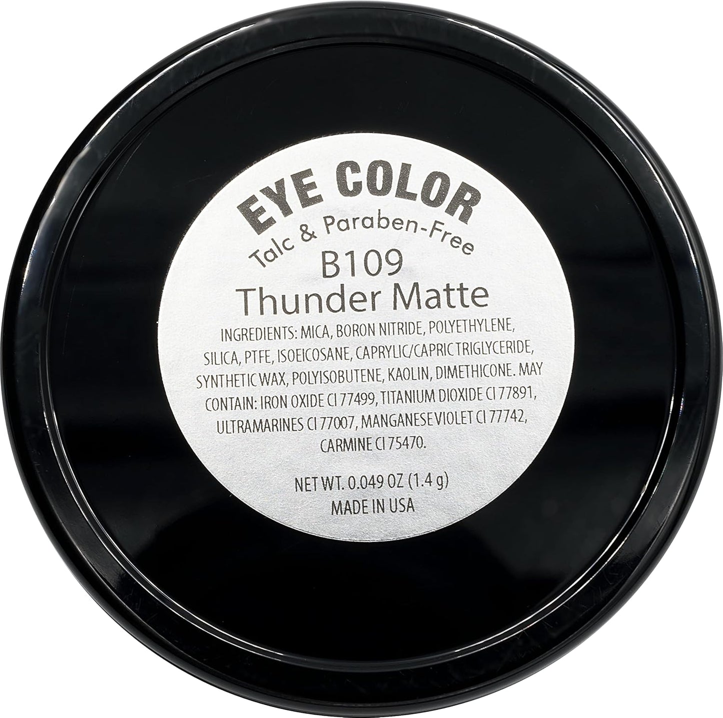 Thunder Matte Dark Grey Blue Gray Pressed Powder Single Vegan Eyeshadow; Talc, Paraben & Cruelty Free