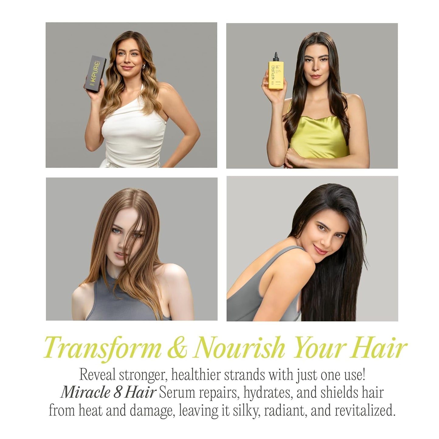 Miracle 8 Keratin Hair Serum by K-Pure, Instant Deep Conditioning Treatment, Sulfate & Paraben Free, Keratin & Argan Oil Growth Formula for Repairing Dry, Damaged Hair, Frizz Control, & Lasting Shine