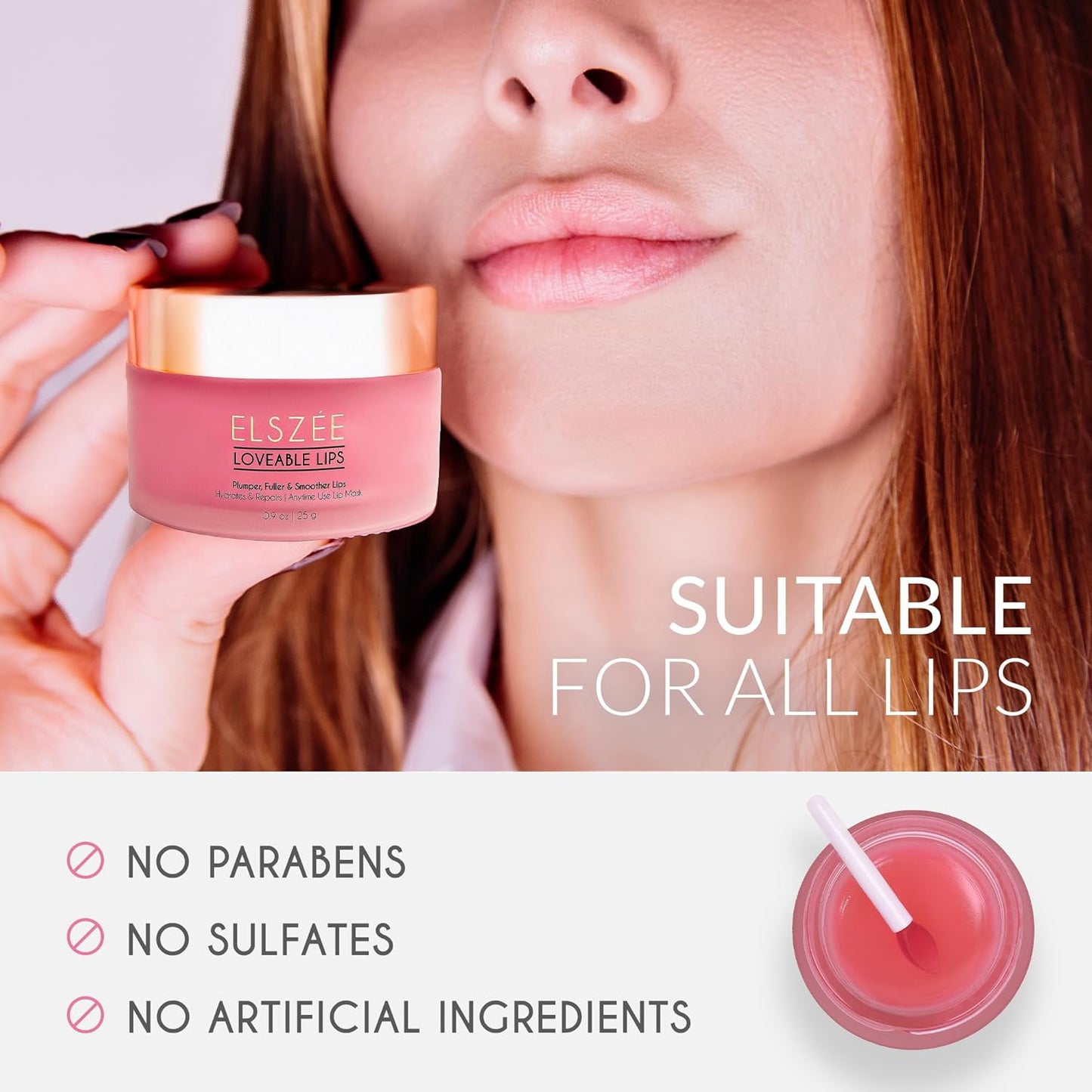 ELSZÉE Loveable Lips | Lip Mask with Hyaluronic Acid | Smooth, Volumize and Hydrate Dry Lips | Day & Night Treatment