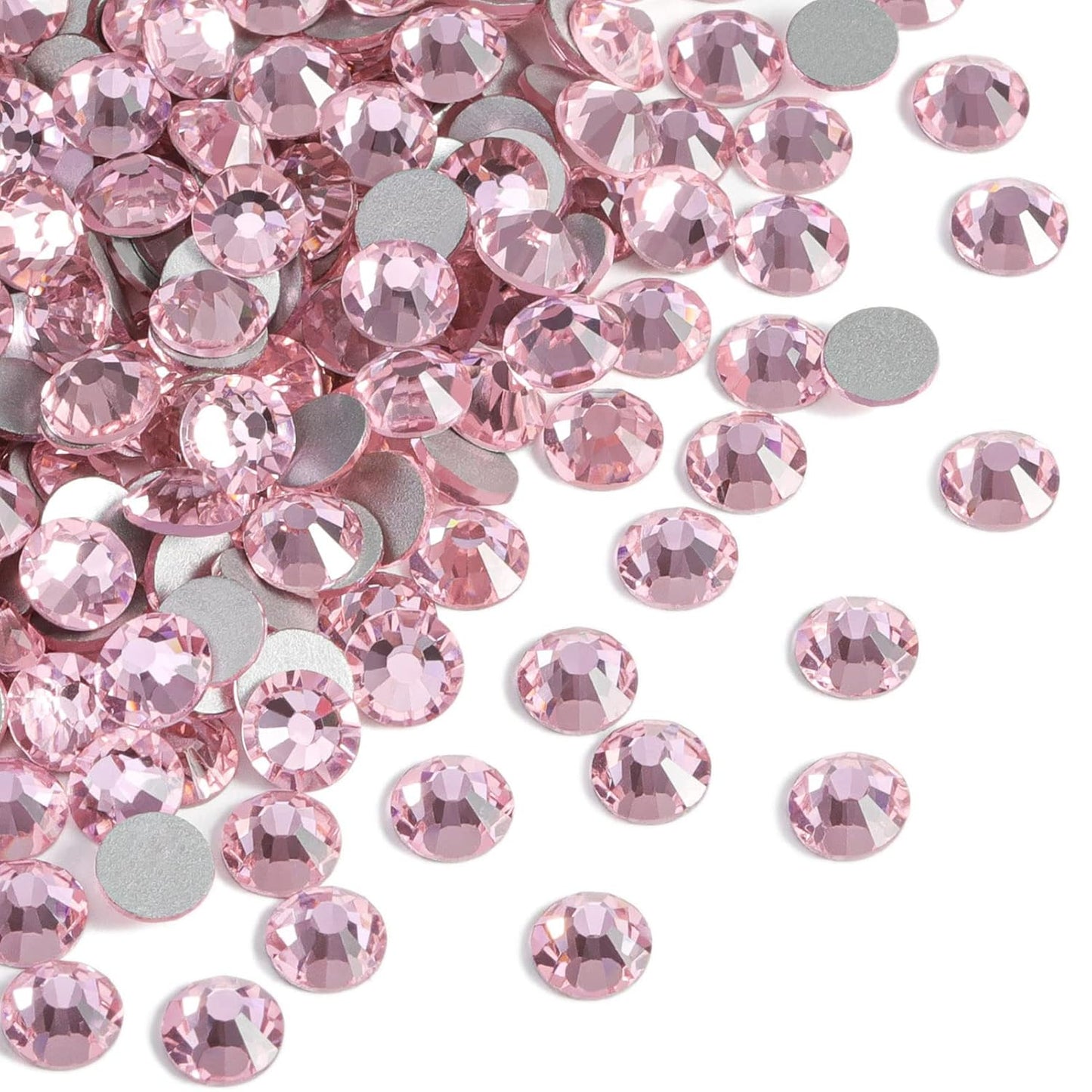 Beadsland Flat Back Crystal Rhinestones Round Gems, Light Pink (1.9-2.0mm) SS6/1440pcs
