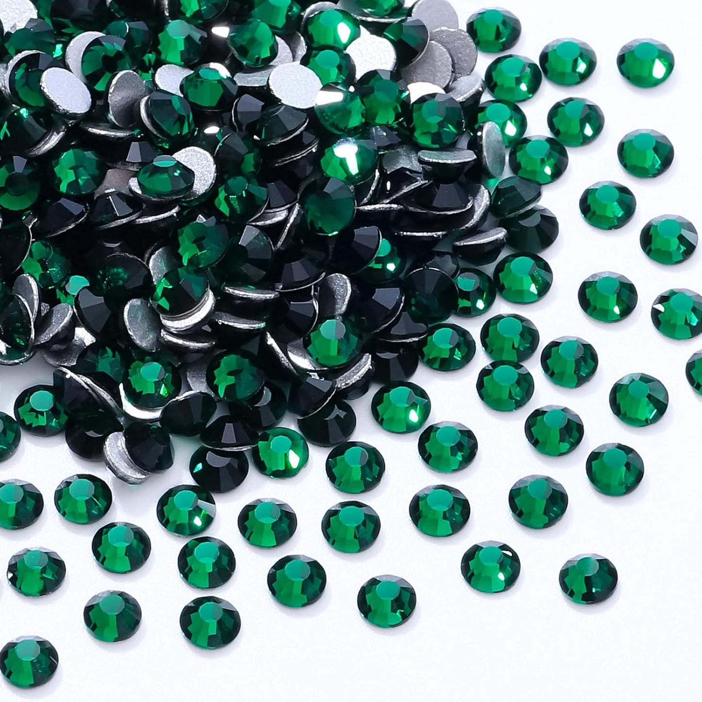 Malachite Green Flatback Rhinestones, Glass Rhinestones for Nail Art and Craft, Glue Fix, Loose Crystal Gemstones(Green, SS10, 1440pcs, 2.7-2.8mm)