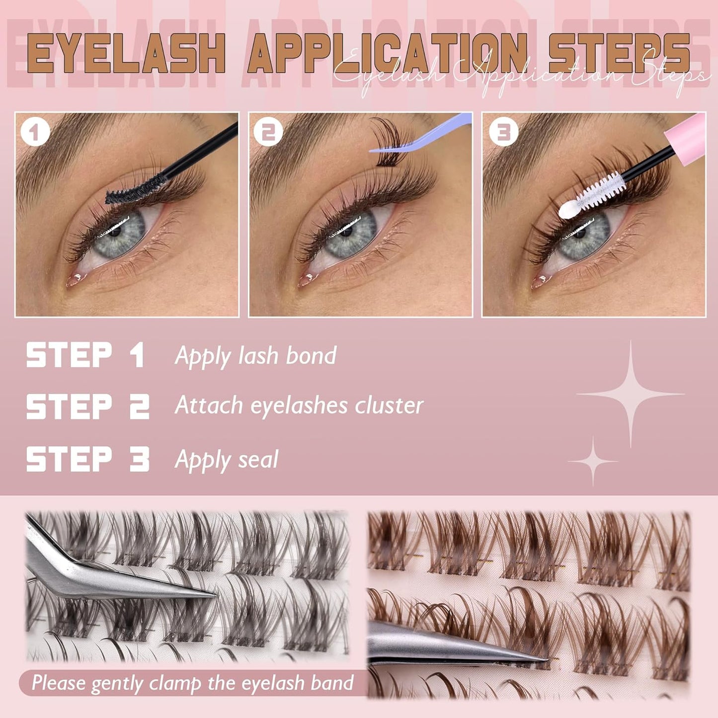 Brown Lash Clusters Invisible Band Eyelash Clusters Manga Cluster Lashes Natural Lashes Clusters C Curly 8-16mm Wispy Cluster Eyelash Extensions 168pcs DIY Individual Lashes by Ruairie