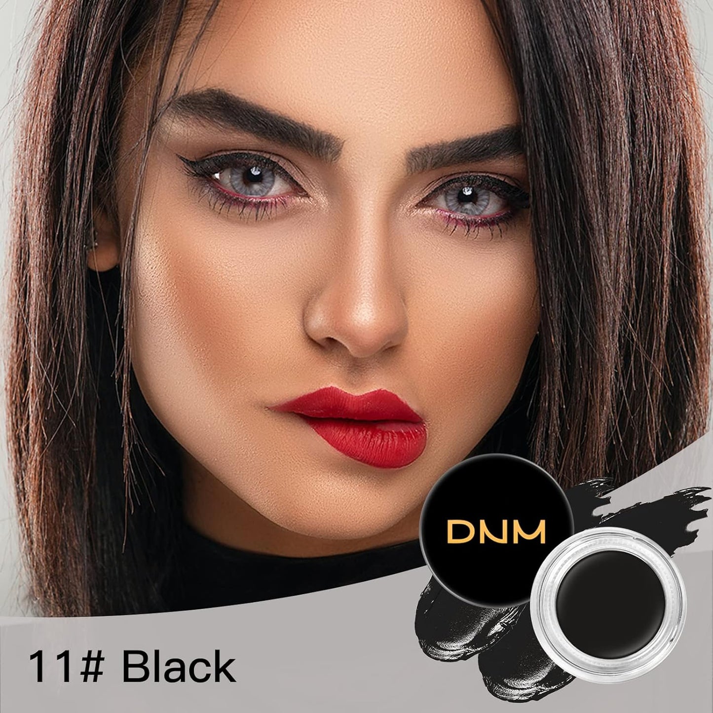 Eyebrow Pomade Kit with Dual-ended Eyebrow Brush, Water and Stain Resistant High Pigment Pomade, Corrects Brow Imperfections for Natural Long-lasting Brow Makeup (11# Black)