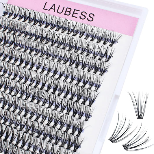 Lash Clusters LAUBESS Individual Lashes Waterproof Eyelash Clusters Mixed Tray Cluster Eyelash Extensions Soft Cluster Lashes for Beginners(20D-0.07D-12)