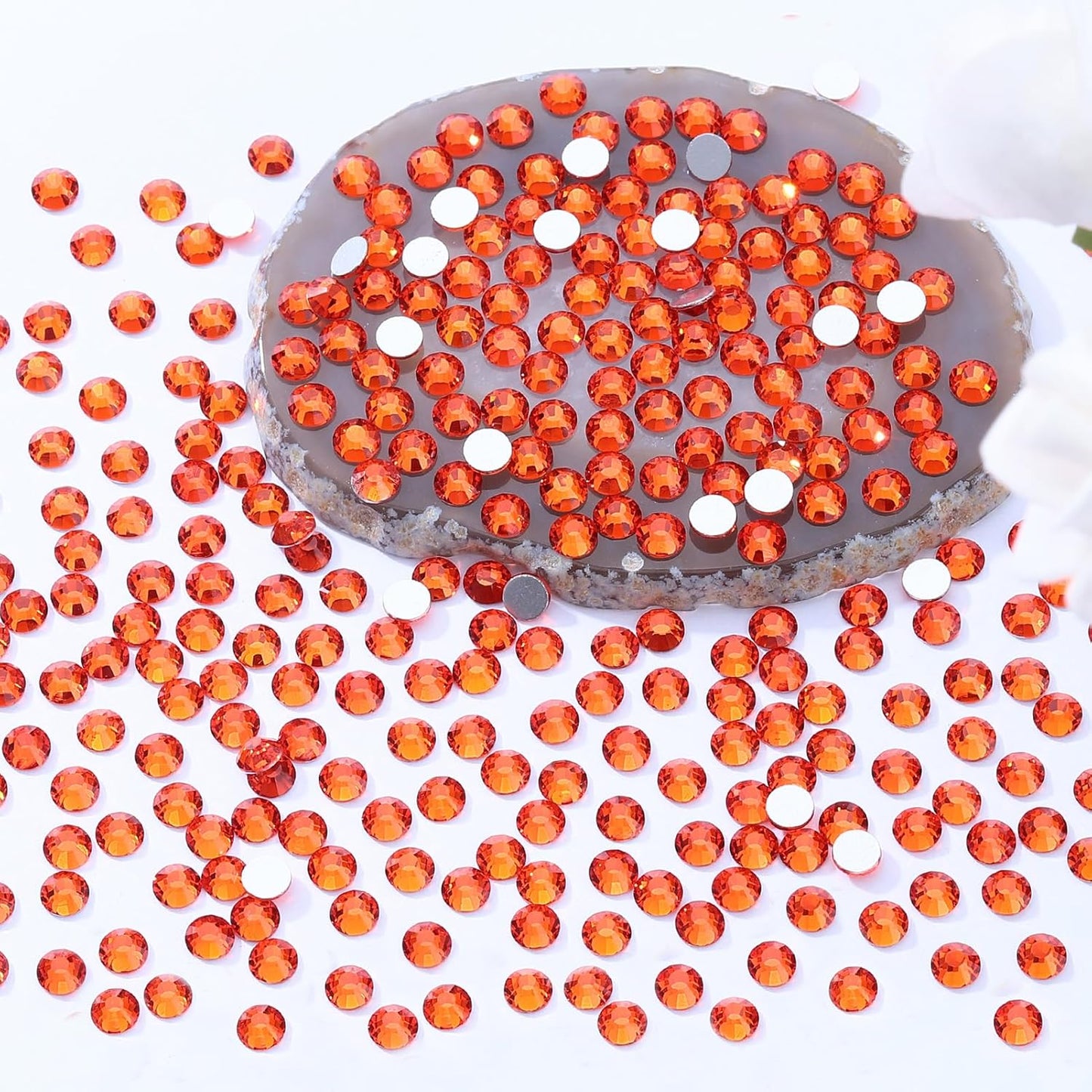 Hyacinth Flatback Rhinestones, Glass Rhinestones for Nail Art and Craft, Glue Fix, Loose Crystal Gemstones(Orange, SS30, 576pcs, 6.4-6.6mm)