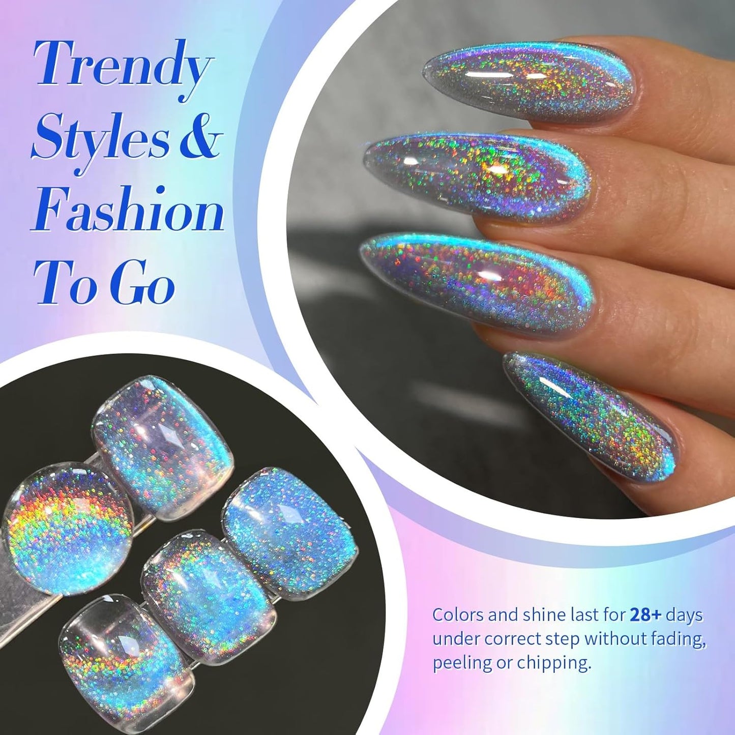 Born Pretty 9D Cat Magnetic Eye Gel Nail Polish Holographic Rainbow Gel Polish Blue Purple Soak Off U V LED Gel Polish Nail Art Design Manicure Salon DIY Home 15ML