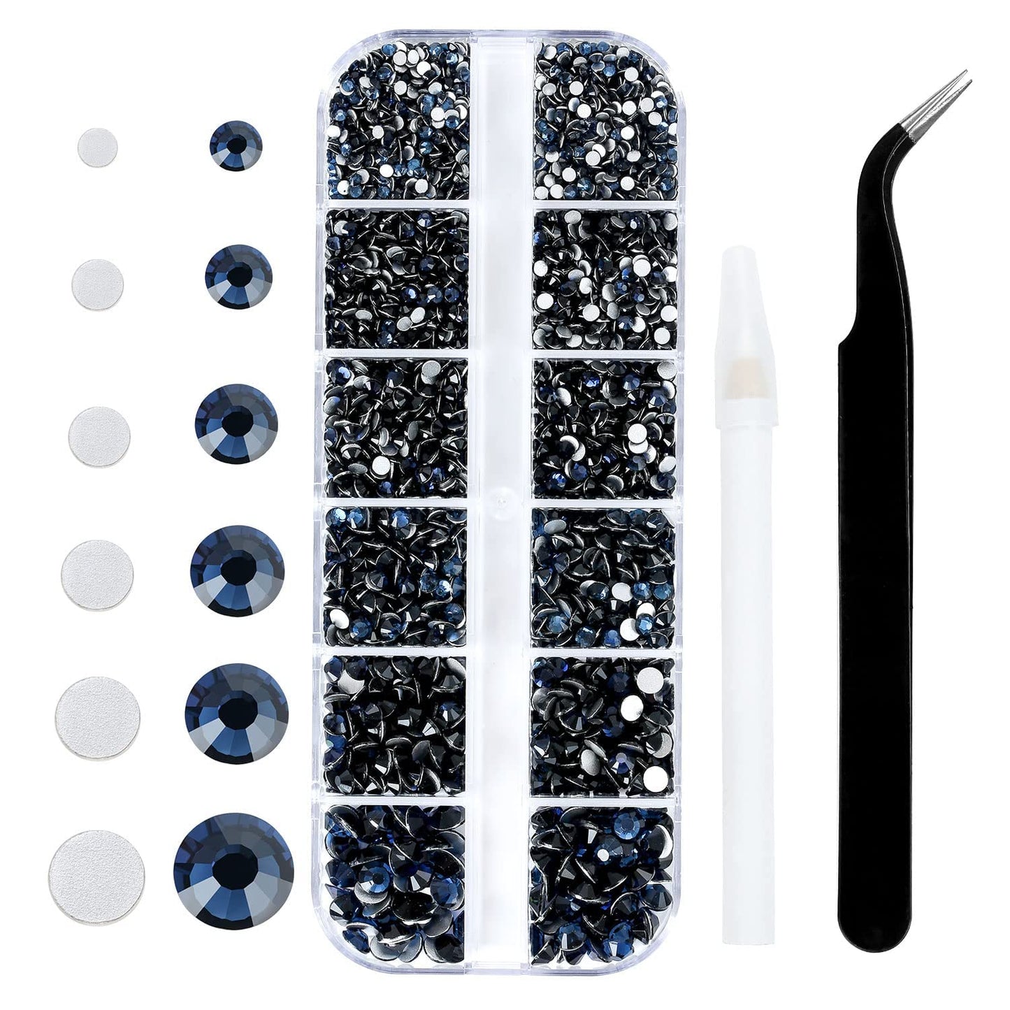 4240Pcs Montana Flatback Rhinestones 6 Sizes Crystal Diamonds for Nail Art Crafts Clothes Shoes with Tweezers and Picking Pen