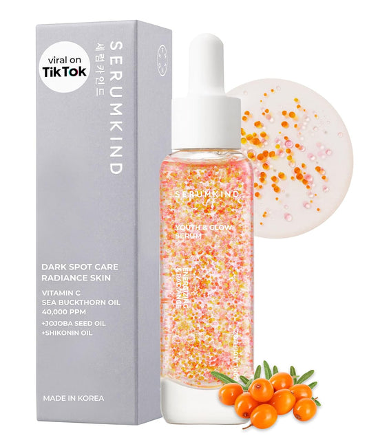 SERUMKIND Vitamin C Serum for Korean Face Skincare – Brightening for Dark Spots, Pore Refining, Discoloration Correcting – With Niacinamide – Reduces Fine Lines and Wrinkles