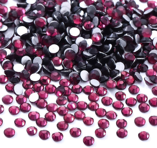 Purple Flatback Rhinestones, Glass Rhinestones for Nail Art and Craft, Glue Fix, Loose Crystal Gemstones(Purple, SS8, 2880pcs, 2.3-2.5mm)
