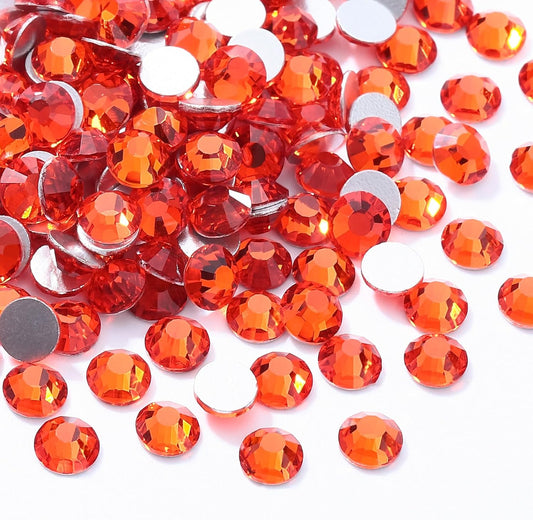 Hyacinth Flatback Rhinestones, Glass Rhinestones for Nail Art and Craft, Glue Fix, Loose Crystal Gemstones(Orange, SS30, 288pcs, 6.4-6.6mm)