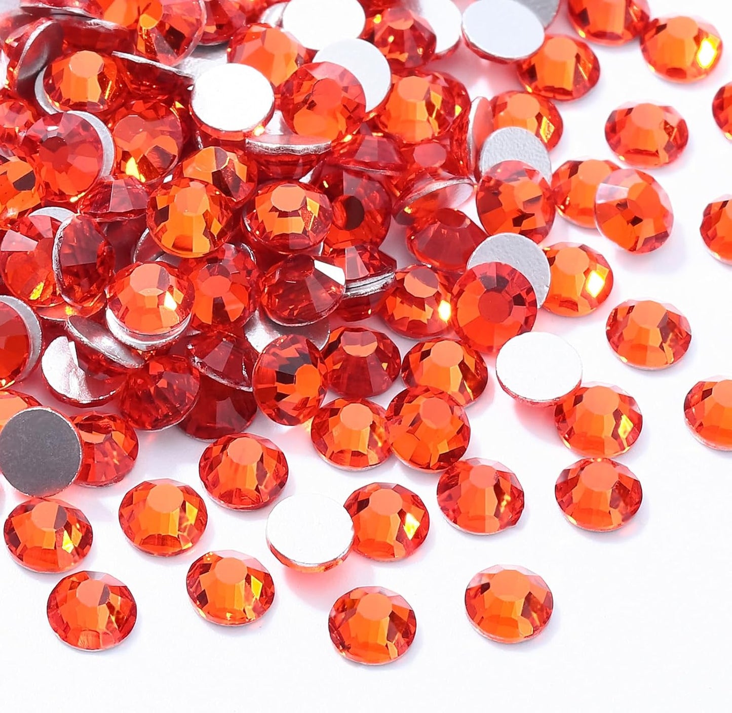 Hyacinth Flatback Rhinestones, Glass Rhinestones for Nail Art and Craft, Glue Fix, Loose Crystal Gemstones(Orange, SS12, 1440pcs, 2.9-3.0mm)