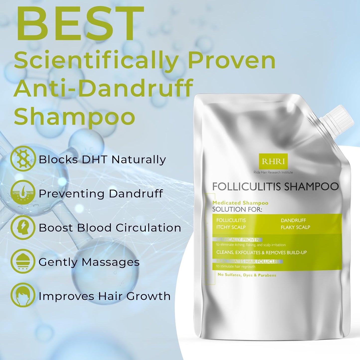 Anti Fungal Shampoo for Folliculitis, Seborrheic Dermatitis, Dandruff, Scalp Psoriasis & Itchy Dry Scalp Relief