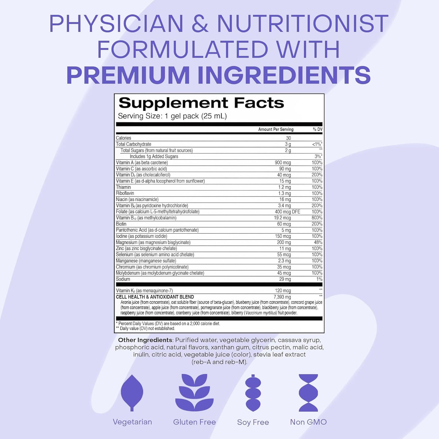 Healthycell Bioactive Daily Liquid Multivitamin for Men & Women – 20+ Essential Vitamins, Minerals & Antioxidants for Brain, Heart, Immune Support, Skin & Hair Support - 14 Gel Packs