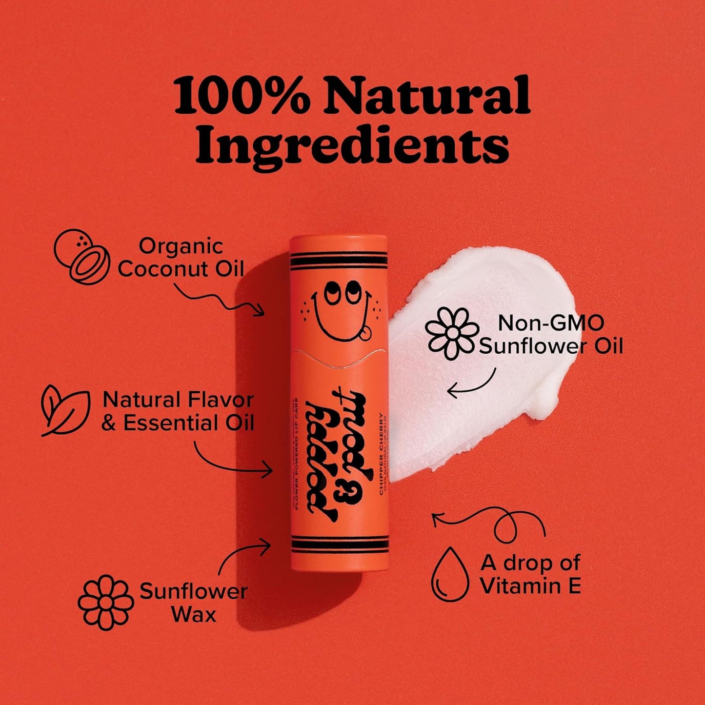 Poppy & Pout Kids Jumbo Lip Balm | All Natural Lip Balms & Moisturizers | Hydrates with Beeswax, Vitamin E, Organic Coconut Oil | Cruelty-Free | Lip Balm in Recyclable Cardboard Tube (Chipper Cherry)