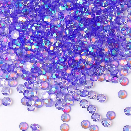 3000 Pieces SS12 3mm Flatback Rhinestones AB Clear Round Gems Crystals for Nail Art DIY Crafts Clothes Shoes Bags （Transparent Light Purple AB）