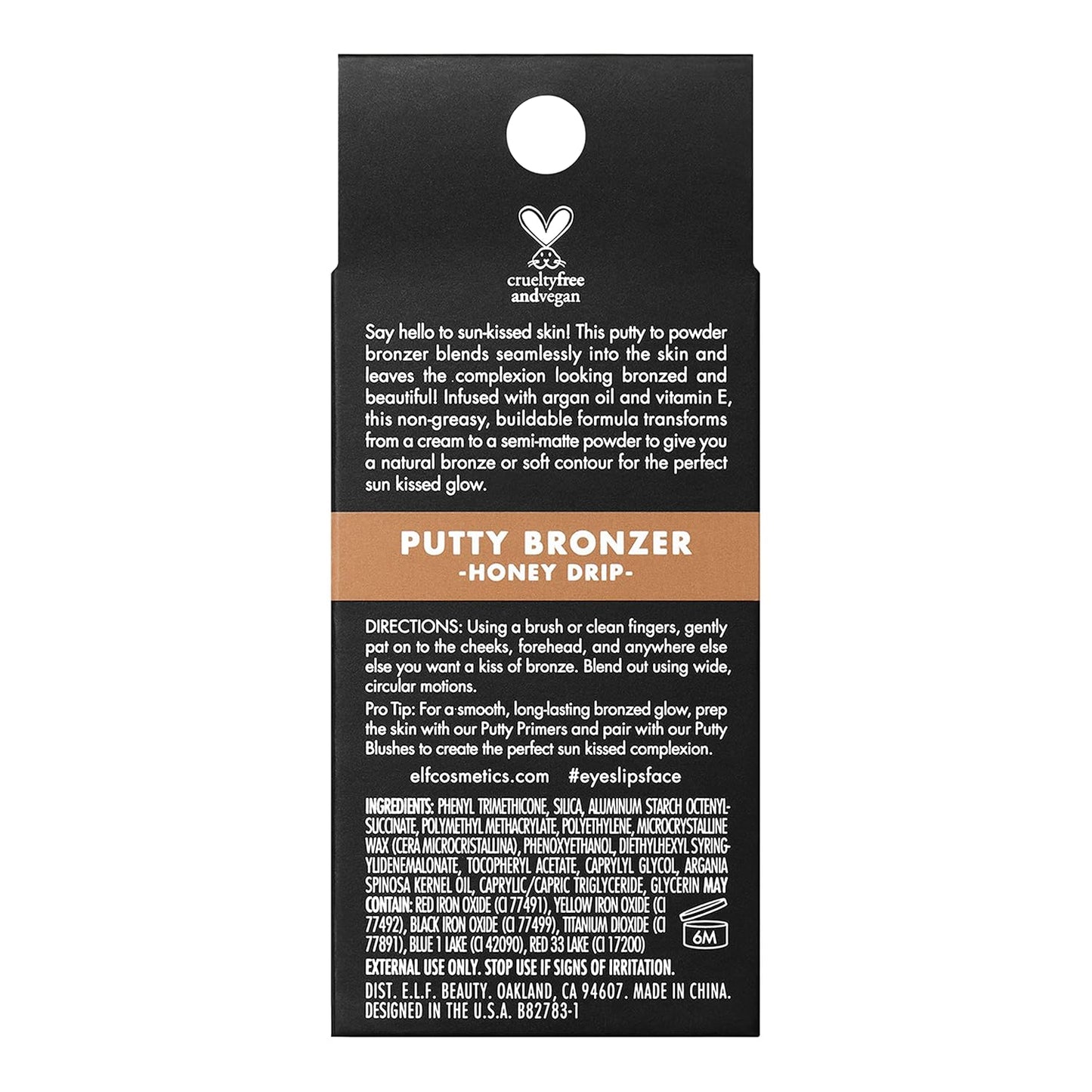 e.l.f. Putty Bronzer, Creamy & Highly Pigmented Formula, Creates a Long-Lasting Bronzed Glow, Infused with Argan Oil & Vitamin E, Honey Drip, 0.35 Oz (10g)