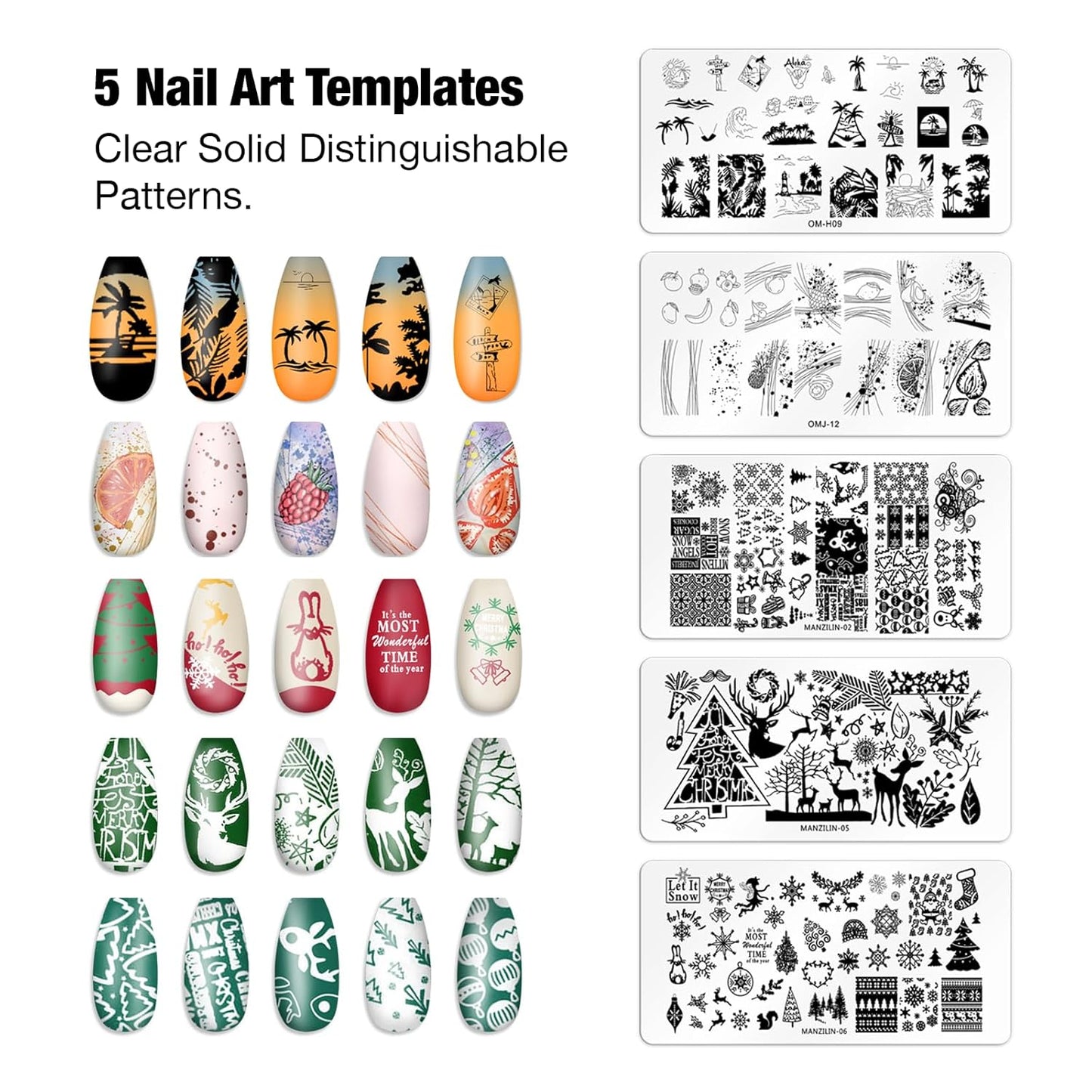 8PCS Nail Art Stamper Clear Silicone Nails Stamping Jelly with Scraper Transparent Visible Body DIY Manicure Nail Art Tool M