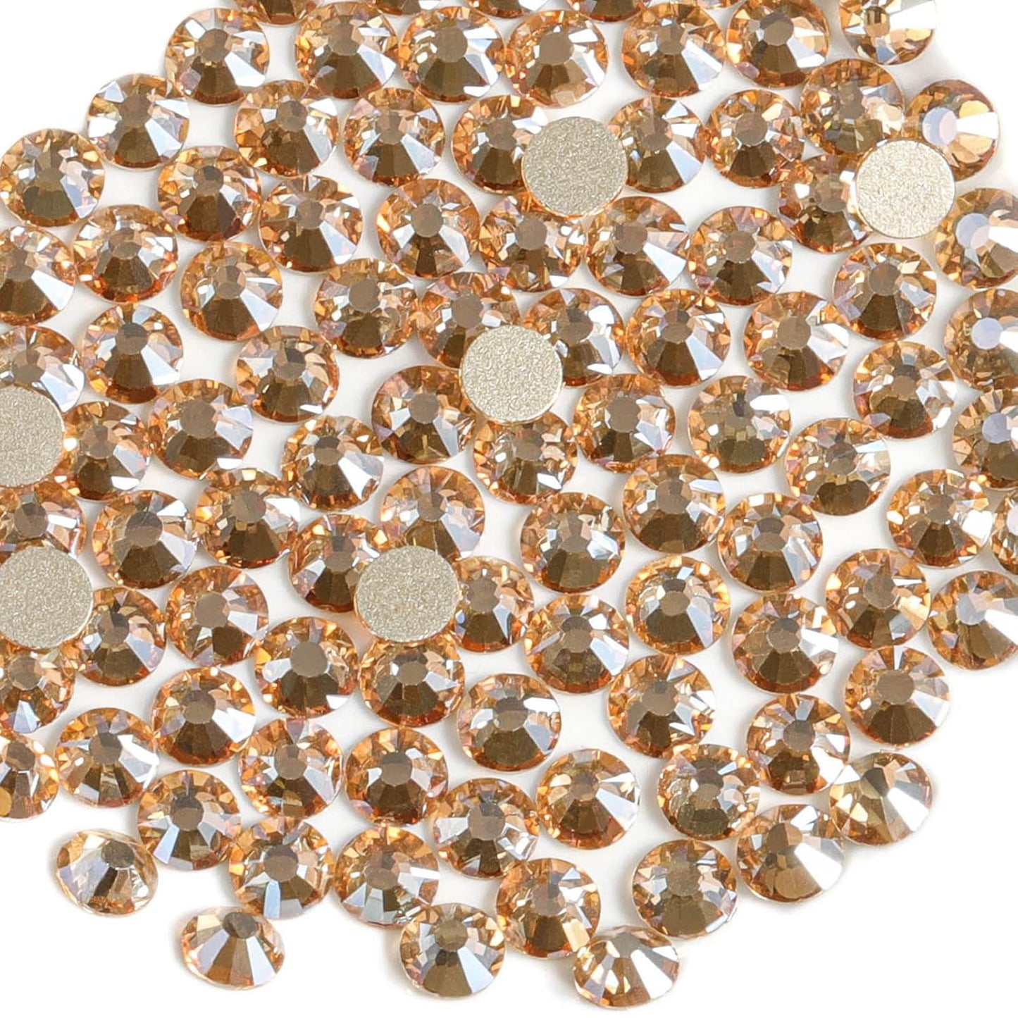Beadsland 1440 Pieces Flat Back Crystal Rhinestones Round Gems,Golden Shadow,SS8,2.3-2.5mm