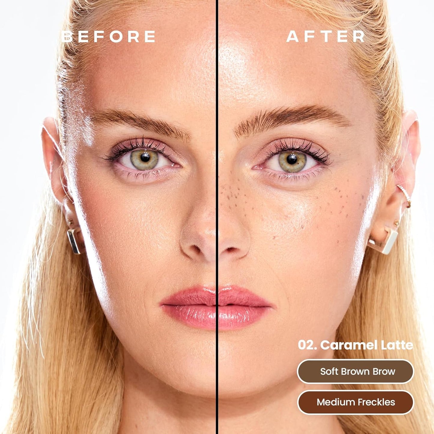 Sacheu Brow & Freckle STAY-N Tinted Eyebrow Gel & Faux Freckle Pen — 2-in-1 Longwear Water Resistant Brows Tint, Cruelty-Free & Vegan, Caramel Latte