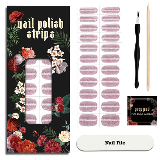 Nail Polish Strips - 22 Pcs Salon Quality Gel Nail Stickers - Long Lasting Wraps (Pixie Dust Pink)
