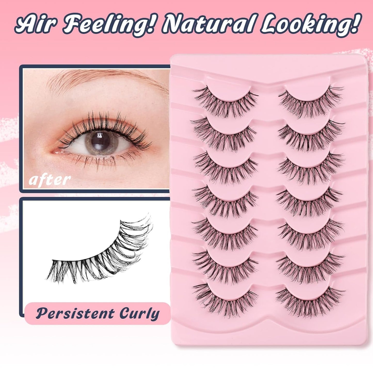 Wispy Cat Eye Lashes Natural Look Short Eyelashes C Curl Eye Lash Pack Siligli