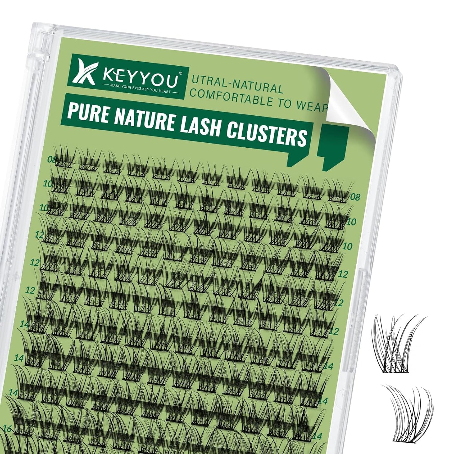 Natural Lash Clusters Wispy Eyelash Clusters 144 pcs Cluster Eyelash Extensions D Curl Individual Lashes 8-18MIX Mix Length Light and Natural Lashes Look with Thin Lash Band by KEYYOU(N01-8-18MIX-D)
