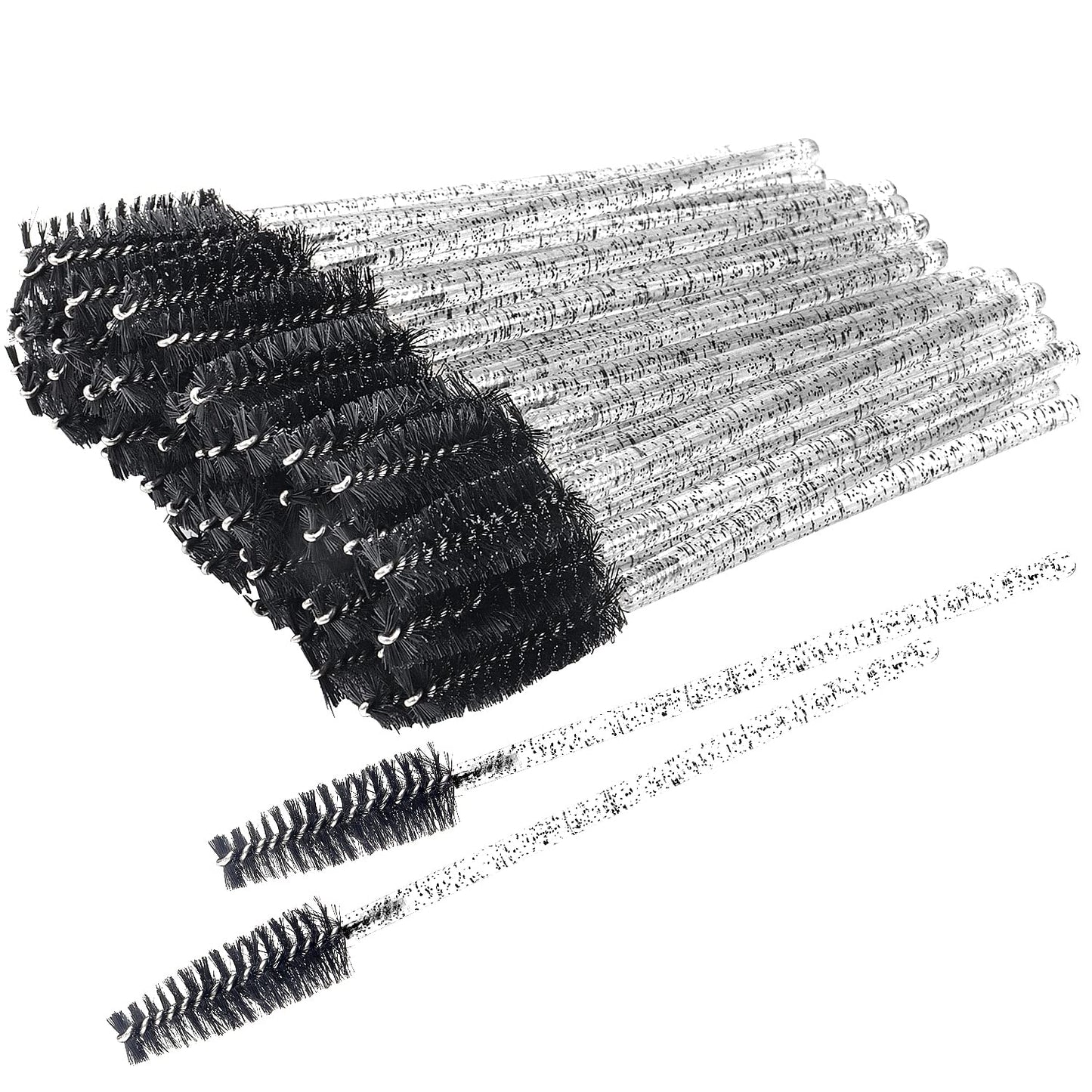 300PCS Disposable Mascara Wands Spoolie Brush Crystal Eyebrow Brushes Eyelash Extension Applicator Makeup Kits.myaokue-up (Black-Black300pcs)