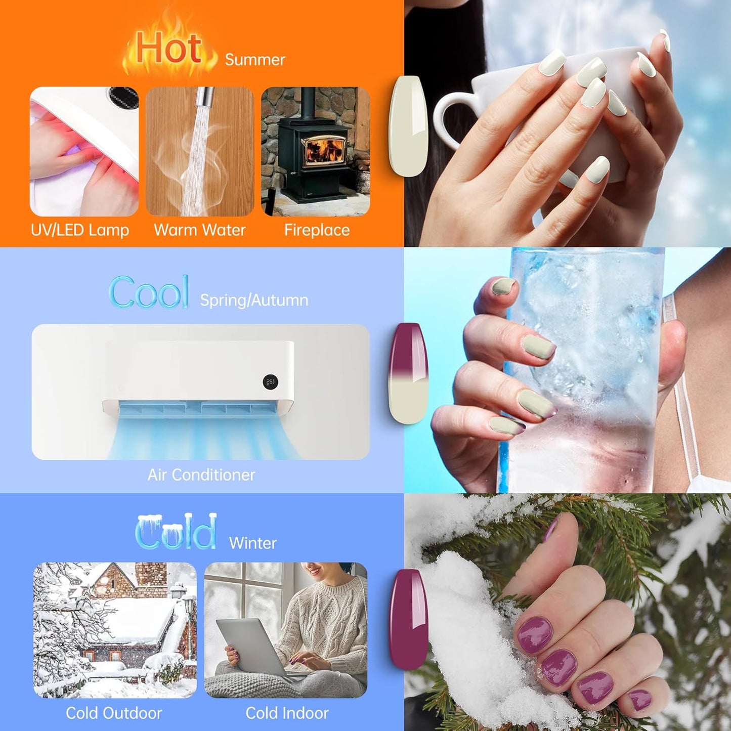 YTD Likomey Color Changing Gel Nail Polish,15ml Green to Grape Purple Mood Temperature Change Colors UV Nail Gel,Fall Winter Thermal Ombre Salon Manicure Nails Varnish,WB427