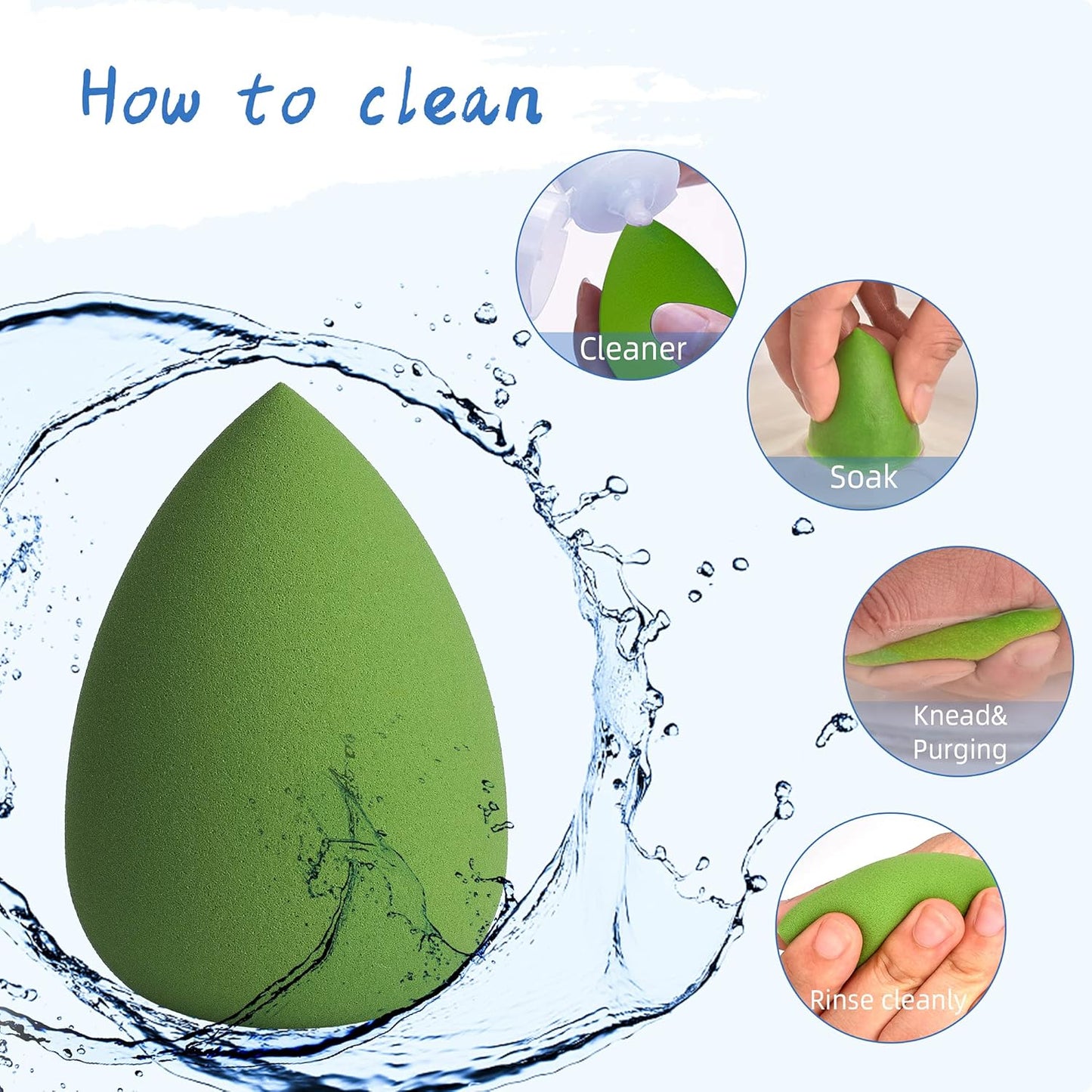 COSTICA Makeup Sponge Set Blender, Beauty Sponge Makeup Blender Flawless for Liquid - Multi Colored 4 pcs Avocado Series