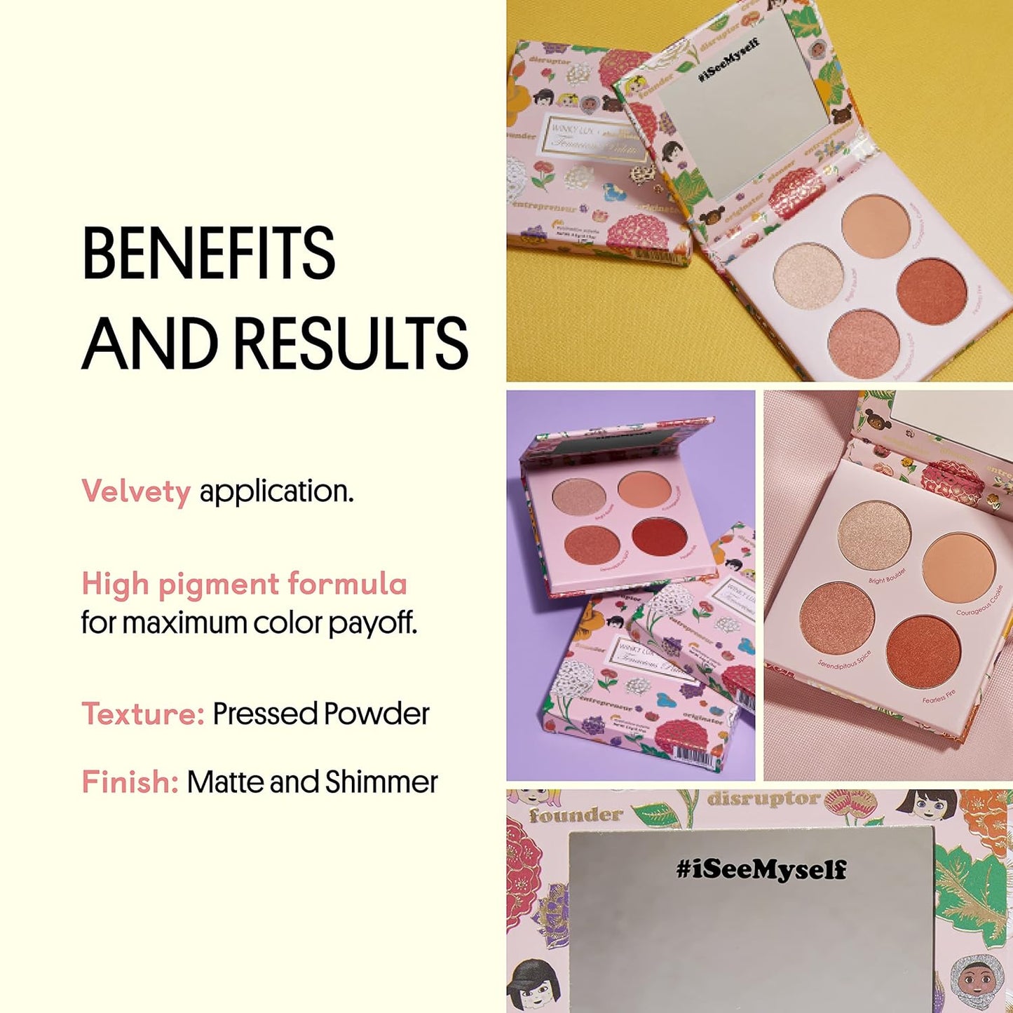 Winky Lux Charmsters Tenacious Palette, Eyeshadow Palette with Pink, Peach and Red Eyeshadows, Makeup Palette