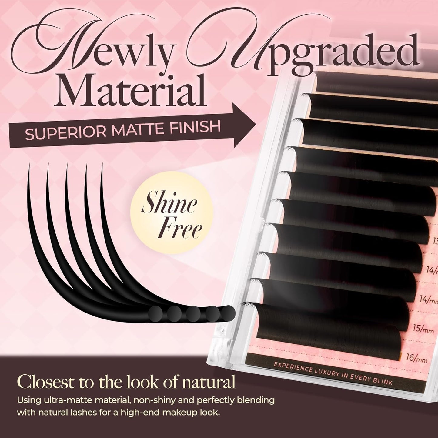 LASHVIEW Classic Lash Extensions 0.03-0.20 J/B/L/C/CC/D Curl 8-16mm Mixed & Single Length Tray, Soft Matte Dark Professional Eyelashes Extension(0.15 D 8-16mm)