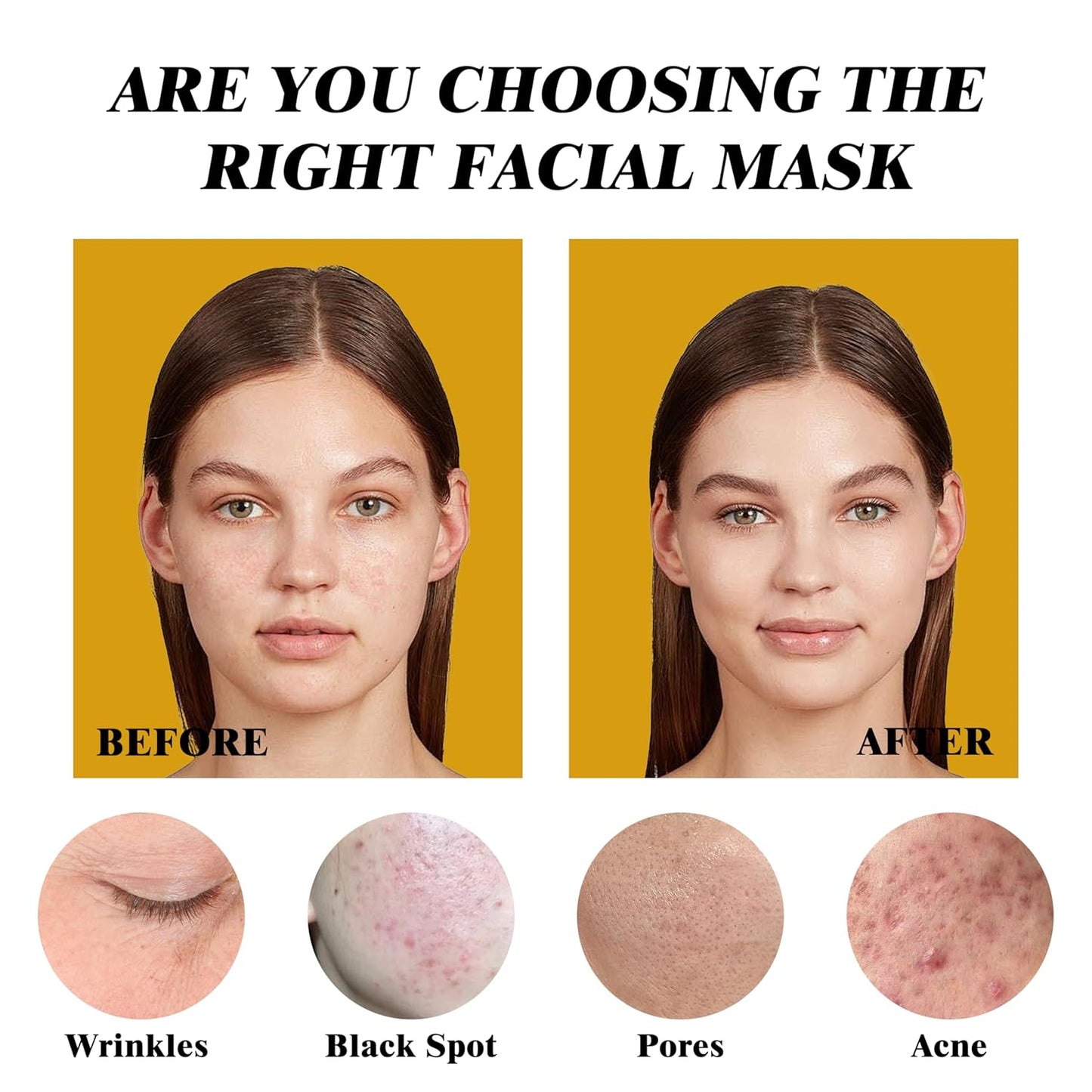 Clay Mask Set (10 Pods) Gold Eye Patches (20 Pairs), Mud Mask Deep Pore Cleansing Acne Blackhead Removal, Eye Patches for Puffy Eyes Dark Circles, Men & Women Facial Mask Eye Masks Skin Care.