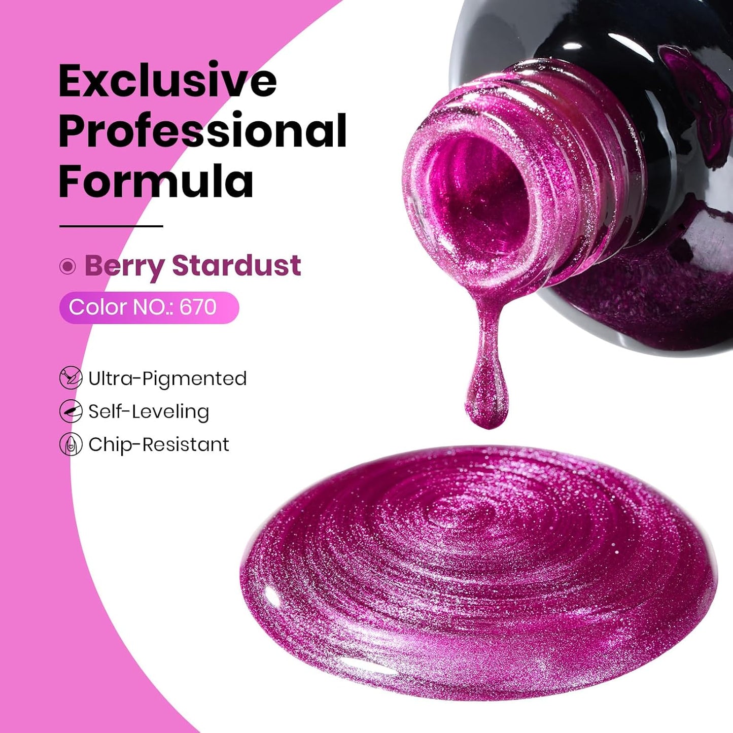 Beetles Hot Pink Gel Nail Polish - 15ML Summer Hot Pink Cat Eye Glitter Gel Polish with Magnet Soak Off UV Shimmer Velvet Gel Berry Stardust Series French Nail Art Manicure Gifts for Women