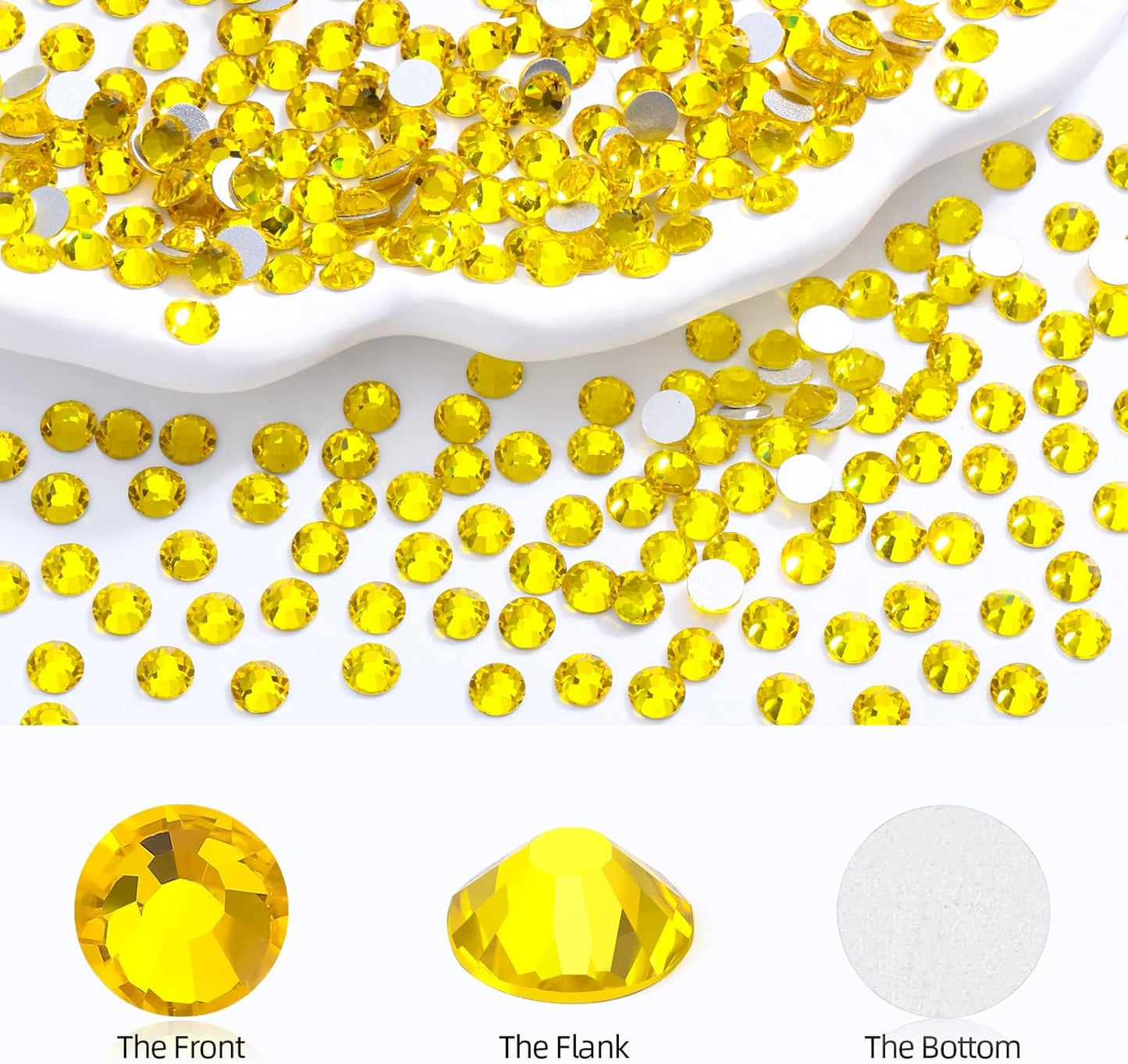 Citrine Flatback Rhinestones, Glass Rhinestones for Nail Art and Craft, Glue Fix, Loose Crystal Gemstones(Yellow, SS4, 1440pcs, 1.5-1.7mm)