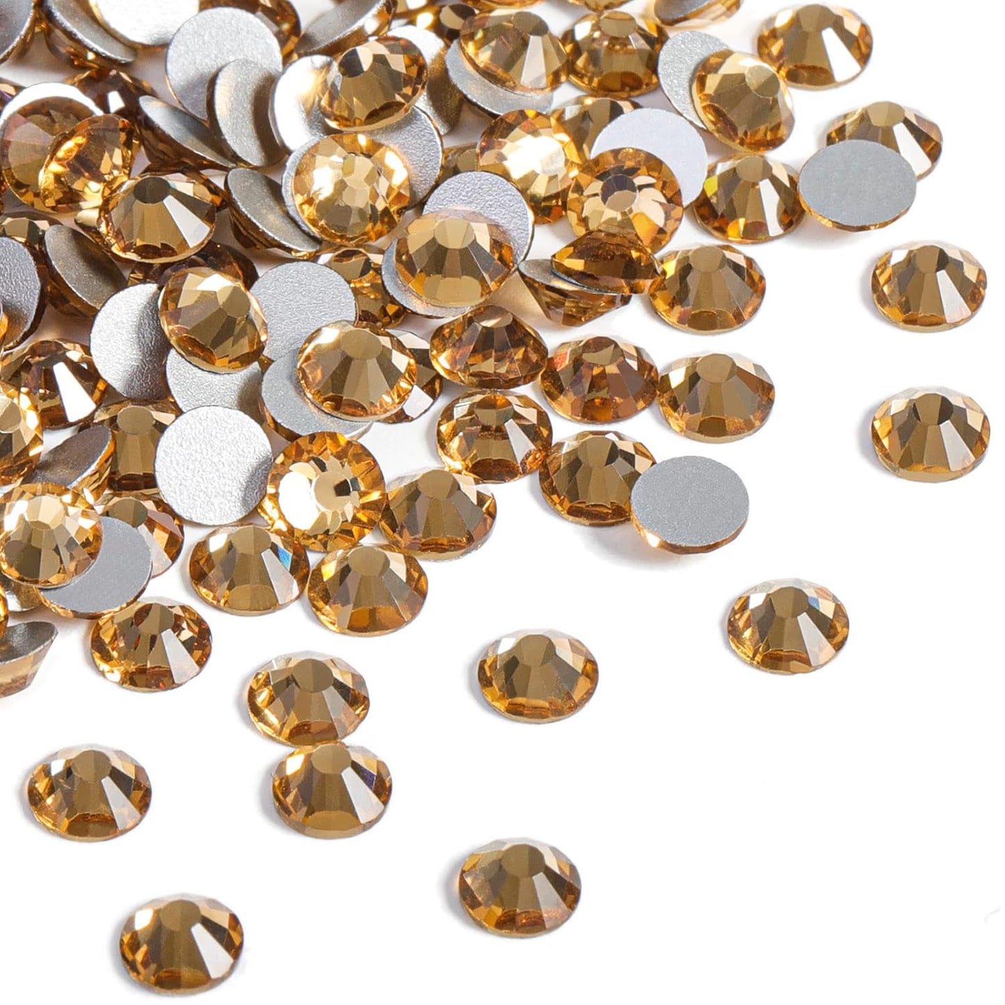 Beadsland 1440 Pieces Flat Back Crystal Rhinestones Round Gems,1.3mm-6.5mm, Lt Colorado Topaz,SS20,4.6-4.8mm