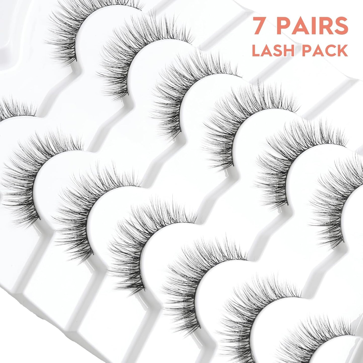 Lashes Wispy False Eyelashes Natural Look 10mm Short Lashes with Thin Band Siligli Fake Eyelashes 3D Volume Lashes Natural Short Eyelashes 7 Pair