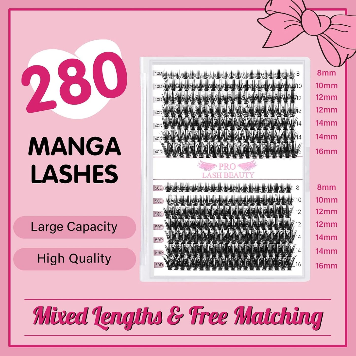 280 Pcs Individual Lashes 40D+50D Mixed Lash Clusters Devil Style Lashes That Look Like Eyelash Extensions Wispy Lashes DIY Individual Lashes At Home (40D+50D-C-8-16mix,Manga)